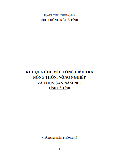 Kết quả chủ yếu TĐT nông thôn, nông nghiệp và thủy sản năm 2011 tỉnh Hà Tĩnh